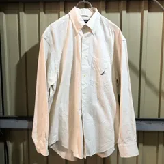 1481 NAUTICA 長袖シャツ アイボリー M ノーティカ コットンシャツ ワンポイント 刺繍ロゴ 古着卸 アメリカ仕入