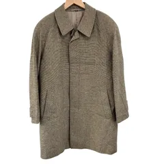 Z1735  WIND ARMOR  ウィンドアーマー　カシミヤ100% チェック柄ロングコート　ブラウン　茶色　メンズ　LLサイズ