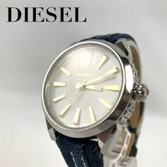 美品　稼働品　新品電池交換済み　DIESEL　ディーゼル　腕時計　アナログ　白文字盤　スタッズ　3針　クオーツ　防水　デニムバンド　W83