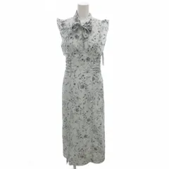 スナイデル SNIDEL 23AW Sustainaバリエーションプリントナローワンピース ノースリーブ ロング 花がら ボウタイ 0 青 ブルー SWFO234075 /FF