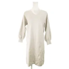 N.Natural Beauty Basic N.ナチュラルビューティーベーシック ワンピース ニット ひざ丈 Vネック 長袖 ハリ感 シンプル M グレー /AH14