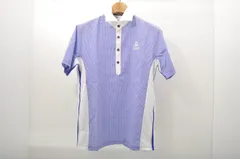 中古 メンズ ルコックスポルティフ le coq sportif 半袖ポロシャツ M 青×白 ギンガムチェック