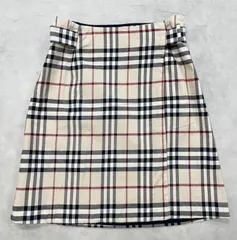 BURBERRY　バーバリー　ラップスカート　リバーシブル　ベルト　ノバチェック　コットン　ポリウレタン　ベージュ　イタリア製　レディース　36　a00659