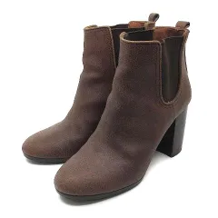 トリーバーチ TORY BURCH レザー サイドゴア ショートブーツ MARGAUX 90MM BOOTIE ブラウン 茶 7.5 約24.5cm 22148396