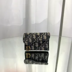 正規品 ディオール オブリーク ジャカード サドル ブルーム トレカケース 財布