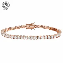 【話題の最新トレンド】ローズゴールド✦モアサナイト×S925テニスチェーンブレスレット｜GRA証明書付き