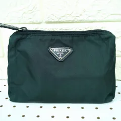 プラダ ナイロン ポーチ ダークグリーン 三角ロゴ イタリア製