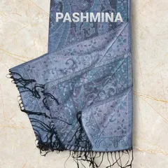 新品未使用・パシュミナpashmina・ 華ペイズリー柄ブルーベリー大判ストール・発送翌日到着！