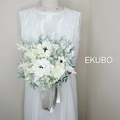 【ホワイトアネモネのナチュラルクラッチブーケ】g352 ウェディングブーケ&ブートニア