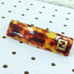 フェンディ バレッタ 髪留め べっ甲柄 ブラウン ゴールド