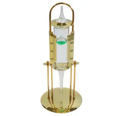 スタンド式コントラ温度計　#106510（15℃～35℃）ゴールドスタンド【メラーサーモ（ミュラーテルム）・ドイツ製・ガラスフロート温度計】【ガリレオ温度計/インテリア/ディスプレイ/レトロ/レアアイテム】【アウトレット訳あり】