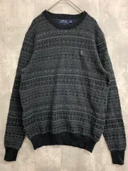 POLO RALPH LAUREN ポロ ラルフローレン ロゴ刺繍 丸首 長袖 ニット セーター sizeS(170/92A)/グレー系 ■■ メンズ