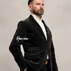 ★最高級 アメリカン クラシック レトロ コーデュロイ スーツジャケット テーラード 黒 サイズS〜2XL ヴィンテージ 厚手 ★sw648