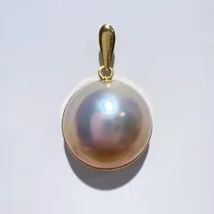 K18 天然 マベパール ネックレス ペンダントトップ 本真珠 MP14mm 2.5g ホワイト ゴールド レディース アクセサリー 美品  aua31201080104