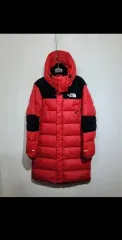 (90) THE NORTH FACE ザノースフェイス グースダウン ロング丈ダウンジャケット アウター 黒赤 700 グースダウン ダウンコート