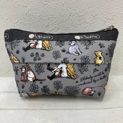 7589　LeSportsac レスポートサック　クラシックプー　フォレスト　ポーチ　ティッシュポーチ　ディズニー　DISNEY　コラボ　CLASSIC POOH　くまのプーさん　プーさん　レディース　グレー　軽量