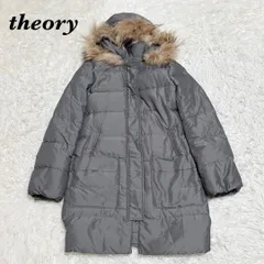 【美品】theory ファーフード付きロングダウンコート S グレー