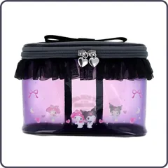 マイメロディ&クロミ バニティポーチ ドリーム S2338645 サンスター文具 限定 サンリオ クリア素材 中身が見える 収納  ケース 大容量 推し活 ぬいぐるみ コスメ 小物入れ インテリア フリル リボン かわいい