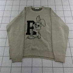 ◇ ⊇ ウィゴー WEGO うさぎ刺繍セーター ベージュ系 Lサイズ メンズ E  【1512190012897】