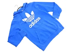 adidas アディダス ロゴ プリント プルオーバー パーカー sizeM/青 ◇■ メンズ