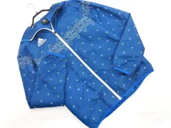 adidas アディダス ロゴ刺繍 総柄 フーディー 中綿 ジャケット sizeM/青 ◇■ メンズ