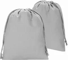 Neutral Zenith 巾着袋 2枚セット バッグインバッグに最適 無地 棉布 キャンバス製 おしゃれ かわいい 収納ポーチ インナーバッグ 旅行着替え袋 アクセサリーポーチ 小物入れ (ライトグレー,  25x32cm)