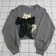 ◇ ⊇ マジェスティックレゴン MAJESTIC LEGON 猫リボンニットプルオーバー グレー系 M レディース E  【1512190015942】