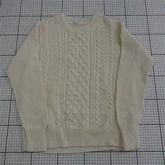 ◇ ⊇ ギャップ GAP ケーブル編みクルーネックニットセーター アイボリー系 S メンズ E  【1512190015904】
