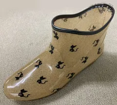 キャットプリント レインブーツ｜ゴールド｜日本製（781）