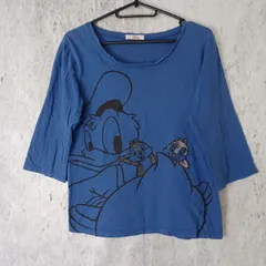 Disney ディズニー ドナルドダック チップ＆デール 七分袖 Tシャツ ブルー Mサイズ 〇□