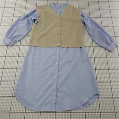 ◇ ⊂ グローバルワーク GLOBAL WORK ベスト付きストライプシャツワンピース 140cm キッズ E  【1512190016161】