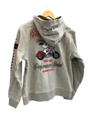 フラグスタフ F-LAGSTUF-F FLAGSTUFF PEANUT SNOOPY JOE COOL ピーナッツ スヌーピー ジョークール バイク チェッカー カモフラ ジップアップパーカー フーディ パーカ グレー Lサイズ 101MT-5620