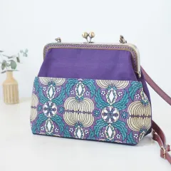 アール・ヌーヴォー調 ショルダーバッグ<パープル>がま口バッグ がま口 鞄 斜め掛け 肩掛け ボタニカル プレゼント ギフト