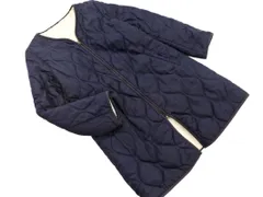 earth music&ecology アースミュージック＆エコロジー 裏ボア ノーカラー キルティング コート sizeL/紺 ◇■ レディース