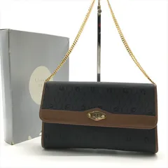 美品 Christian Dior ディオール チェーン ショルダー バッグ クラッチ バッグ ヴィンテージ PVC レザー レディース ブラック a10758