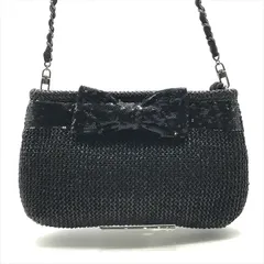 良品 ANTEPRIMA アンテプリマ MISTO ミスト スパンコール リボン チェーン ショルダー バッグ ブラック レディース パーティー r762