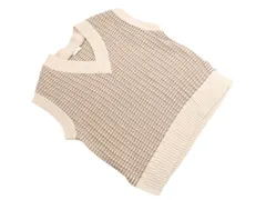 GLOBAL WORK グローバルワーク Vネック ニット ベスト sizeF/アイボリーｘブラウン ◇■ レディース