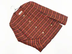 VINVERT バンベール ウール混 チェック ノーカラー ジャケット size7/赤 ◇■ レディース