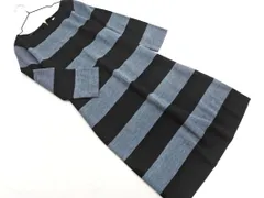 自由区 ウール混 ボーダー ニット ワンピース size40/グレーｘ黒 ◇■ レディース