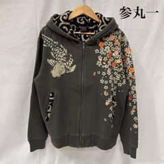 ぽんきち様 参丸一 カエル 刺繍 ジップパーカー 和柄 桜 ワッペン M 計