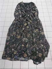 ◇ Θ エンヴィム ENVYM 花柄シフォンロングワンピース ブラック系 レディース E  【1512220084078】