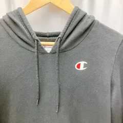 Champion チャンピオン レディース 袖プリント ブラックパーカー サイズL 古着