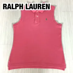 RALPH LAUREN ラルフローレン ワンポイントロゴ ノースリーブ ポロシャツ L ライトピンク 刺繍ポニー 鹿の子 インパクト21 着丈58cm 肩幅33.5cm 身幅(脇下)42.5cm【古着】