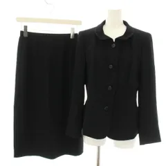 アクアスキュータム AQUASCUTUM スーツ セットアップ 上下 ジャケット ラウンドカラー スカート ロング タイト 黒 ブラック /YT