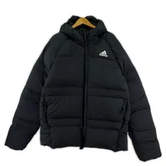adidas アディダス ワンポイント フーデッドダウンジャケット sizeO/ブラック