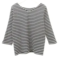 ビームスハート BEAMS HEART Vネック ボーダー カットソー ニット F 白黒 ■GY99