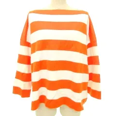 ジャーナルスタンダード JOURNAL STANDARD ボーダー ニット カットソー ボートネック オレンジ 白 A0113