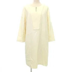 自由区 オンワード樫山 ワンピース ひざ丈 長袖 ウール 44 大きいサイズ 2XL相当 オフホワイト 白系 ■GY99 A0114