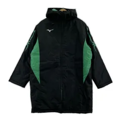 Mizuno ミズノ 中綿 フーディー ベンチコート sizeM/ブラック×グリーン