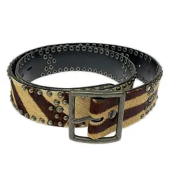 DENIM&SUPPLY Ralph Lauren デニム アンドサプライ ラルフローレン スタッズ レザーベルト size34/85/ブラウン×ベージュ